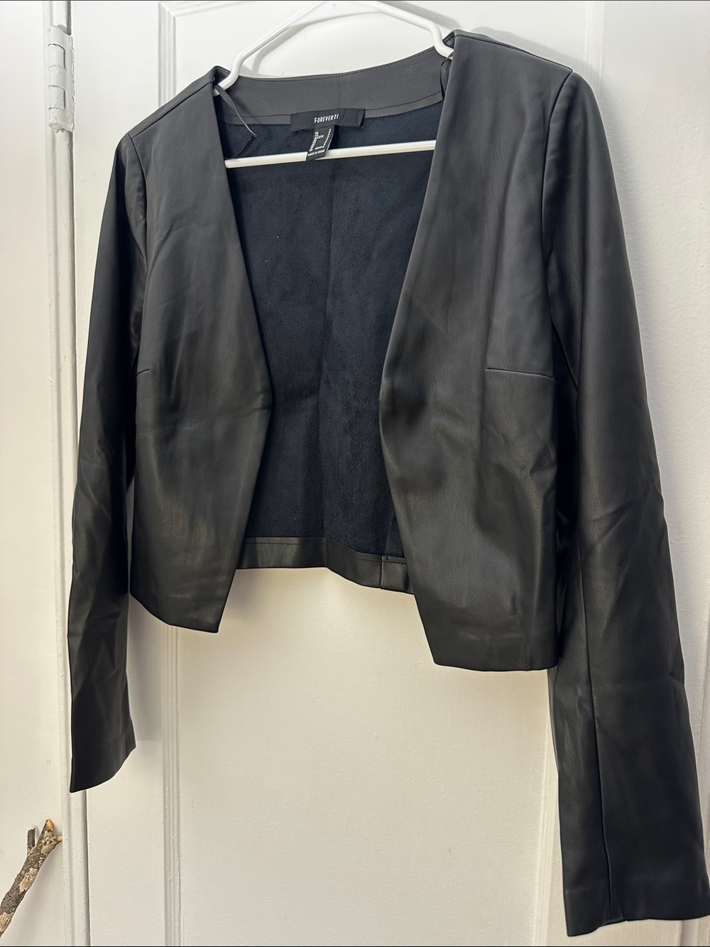 Forever 21 Navy Cropped Blazer with Black Trim